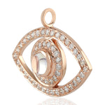 18K Rose Gold Bezel Set Moonstone Pave Diamond Evil Eye Protector Charm Pendant