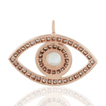 18K Rose Gold Bezel Set Moonstone Pave Diamond Evil Eye Protector Charm Pendant