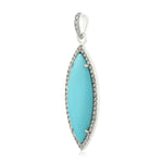 Marquise Cut Turquoise Micro Pave Diamond Designer Pendant In 18K White Gold