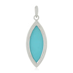 Marquise Cut Turquoise Micro Pave Diamond Designer Pendant In 18K White Gold