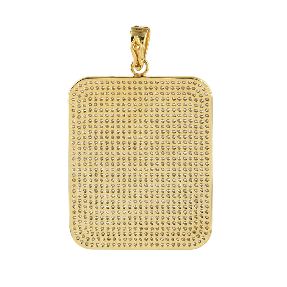 10K Yellow Gold Pave Natural Diamond Designer Pendant For Women's