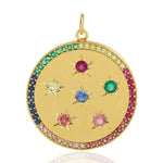 18K Yellow Gold Bezel Set  Multi Gemstone Designer Pendant Jewelry For Thanks Giving Gifts