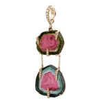 18K Rose Gold Prong Tourmaline Melon Pave Diamond Designer Pendant