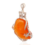 Unshaped Opal Fire Pave Natural Diamond Designer Pendant In 18K Rose Gold