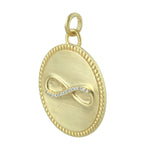 14k Yellow Gold Pave Diamond Infinity Sign Pendant For Love Gift