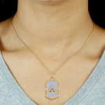 Natural Diamond Bezel Set Triangle Eye Of Providence In Yellow Gold Enamel Tarot Pendant