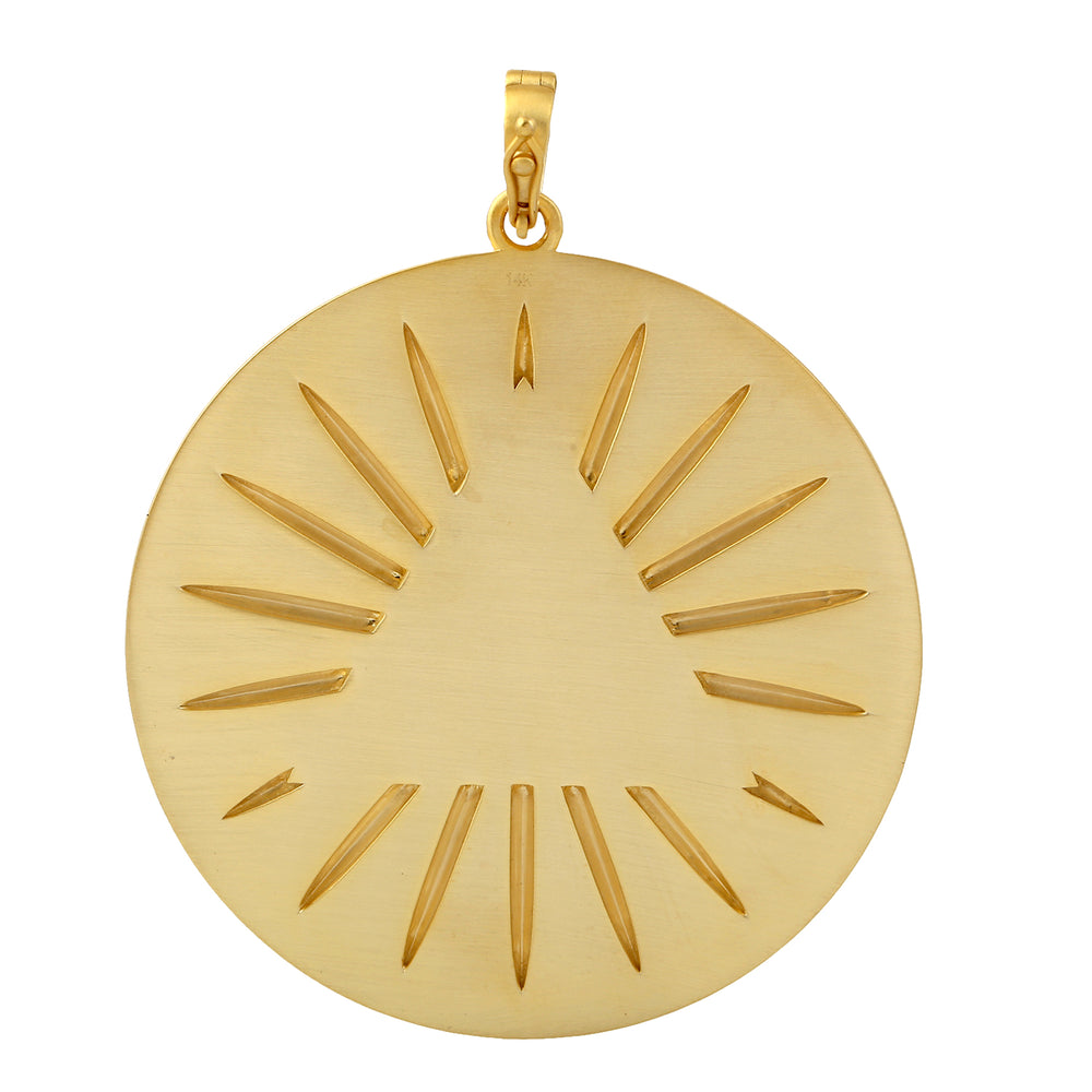 14K Yellow Gold Bezel Set  Diamond Evil Eye With Triangle Charm Pendant