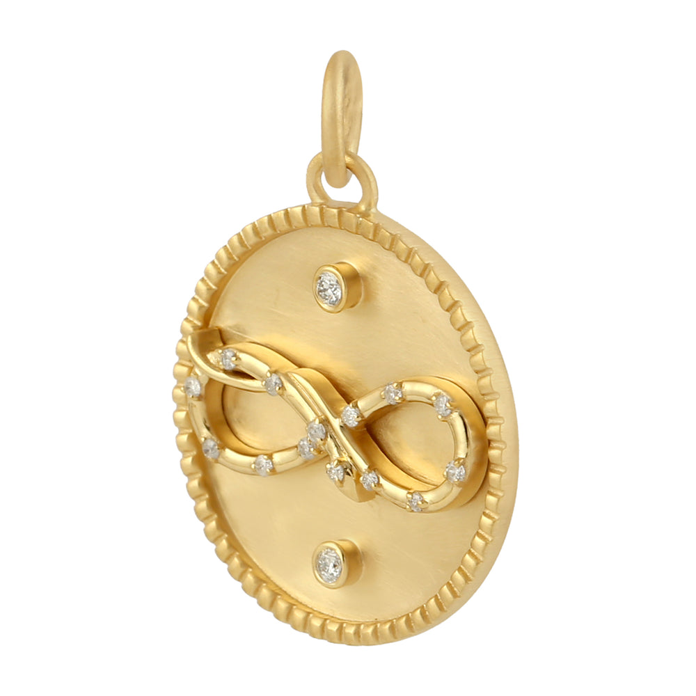 Prong Set Natural Diamond Carved Snake Charm Pendant In 14K Yellow Gold