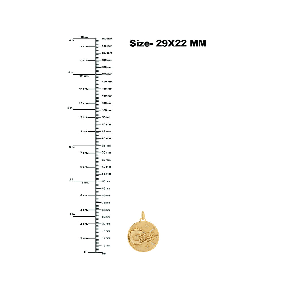 14K Yellow Gold Pave Diamond Sun Star Cloud Design Charm Pendant
