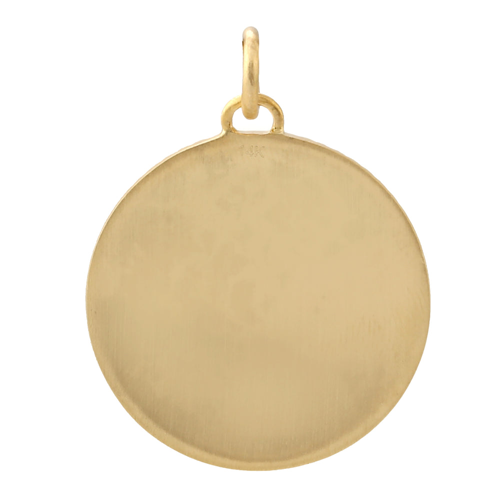 14K Yellow Gold Pave Natural Diamond Sunrise Enamel Charm Pendant