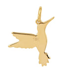 18k Yellow Gold Pave Diamond Ruby Hummingbird Charm Gift Jewelry