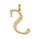 14K Yellow Gold Pave Natural Diamond "S" Initial Alphabet Pendant For Gifts