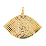 Baguette Diamond Sapphire Ruby Multicolor Evil Eye Charm Pendant In Yellow Gold