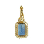 Octagon Blue Sapphire Pave Diamond Charm Pendant 18K Yellow Gold jewelry Gifts