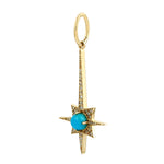 Natural Round Turquoise Pave Diamond 18K Yellow Gold North Star Pendant