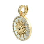 18K Yellow Gold Fancy Cut MOP Pave Diamond Sunlight Pendant