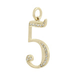 "5" Initial Number Birthday Pendant For Unisex Natural Diamond In 14K Yellow Gold