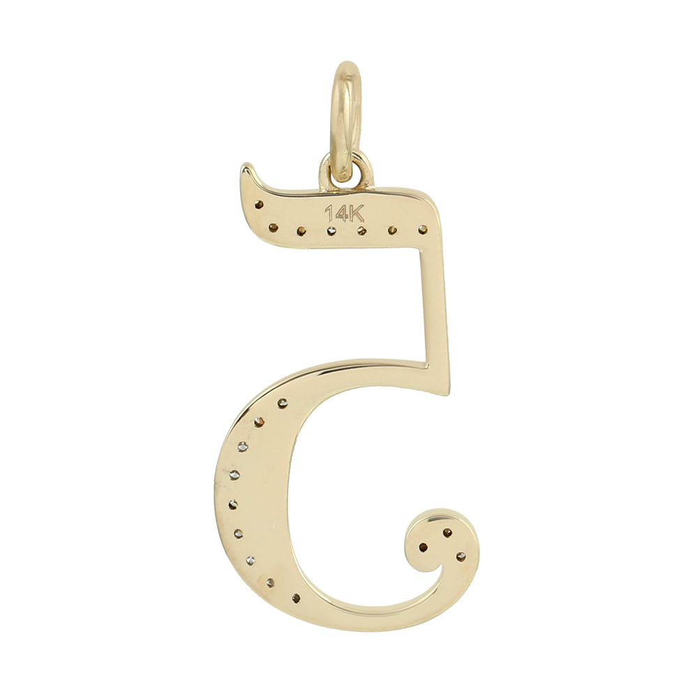 "5" Initial Number Birthday Pendant For Unisex Natural Diamond In 14K Yellow Gold