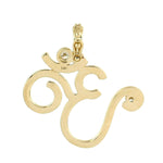 14K Solid Yellow Gold Bezel Set Diamond "OM" Religious Pendant For Gifts