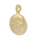 14K Solid Yellow Gold Pave Natural Diamond "OM" Religious Pendant For Gifts