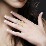 Baguette Diamond Zig Zag Design Cluster Ring In 18k Yellow Gold For Women