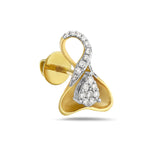 Natural Diamond Petal Shaped Stud Earrings In 14K Yellow Gold For Gifts