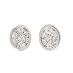 18K White Gold Prong Natural Diamond Oval Shape Stud Earrings