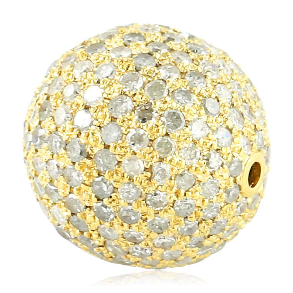 18K Yellow Gold Pave Diamond Handmade Beaded Finding