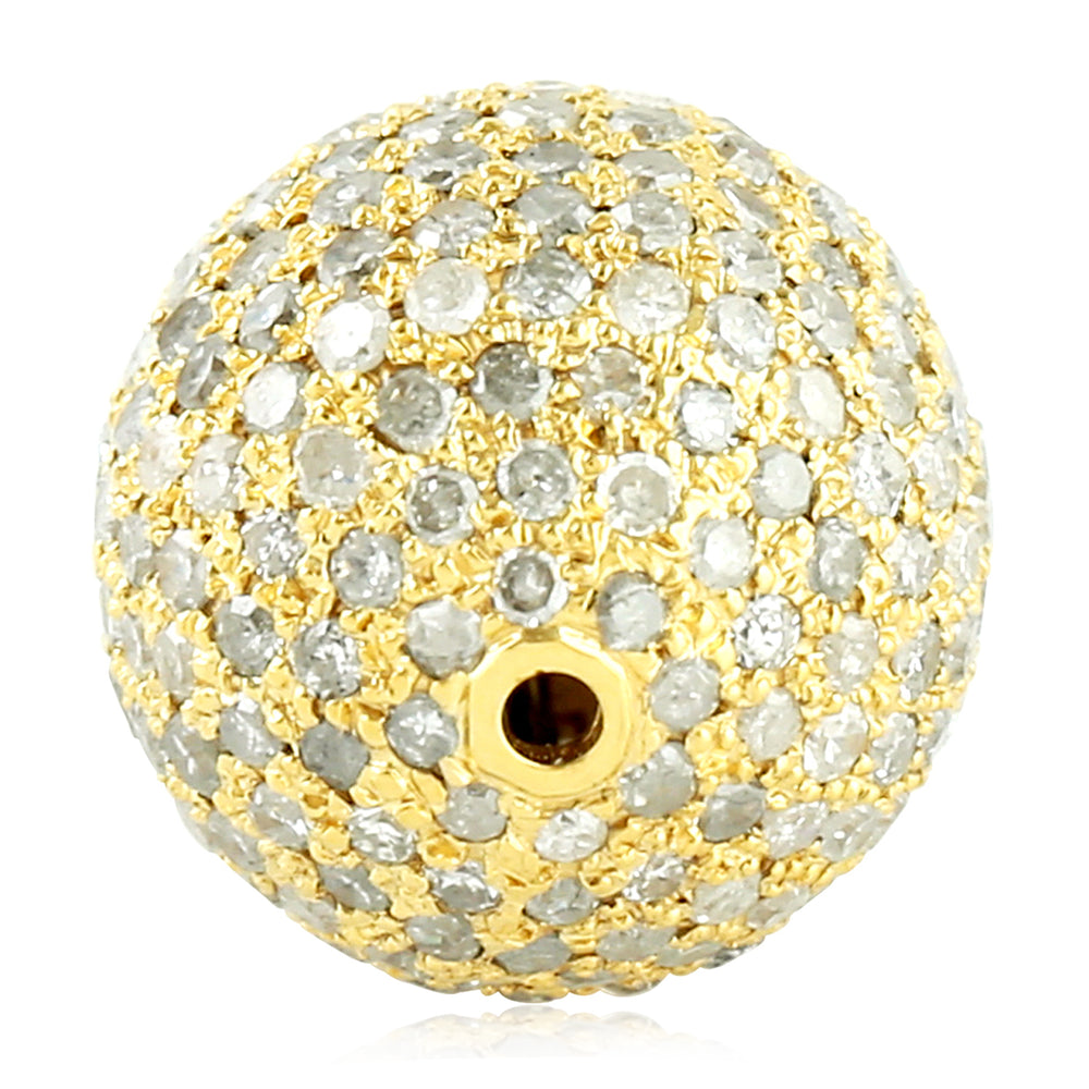 18K Yellow Gold Pave Diamond Handmade Beaded Finding