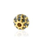 14K Yellow Gold Black Diamond Pave Bead Ball Finding Jewelry