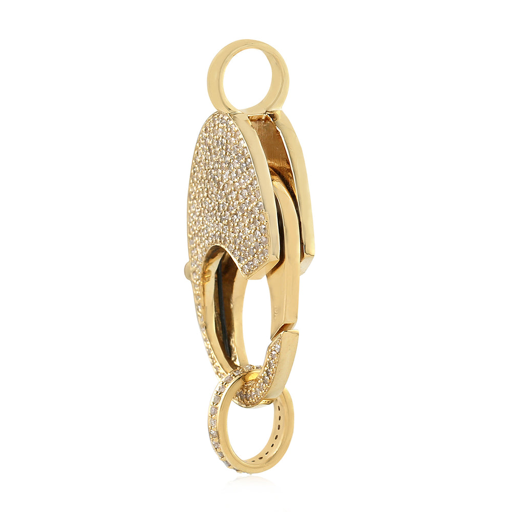 10K Yellow Gold Pave Natural Diamond Lock Finding Accessories For Unisex