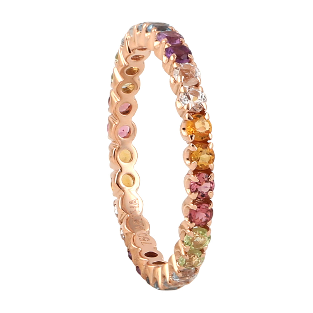 Multiple Gemstone Stackable Band Ring In 18k Rose Gold Fine Jewelry
