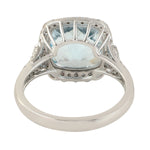 Cushion Cut Aquamarine Natural Pave Diamond Cocktail Ring Jewelry in 18k White Gold