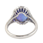Prong Set Oval Cut Tanzanite Pave Diamond Solitaire Ring In 18k White Gold