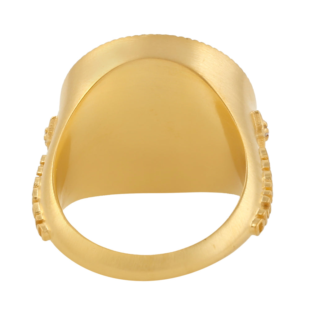 14k Yellow Gold Scorpio Zodiac Signet Ring With Studded Diamond