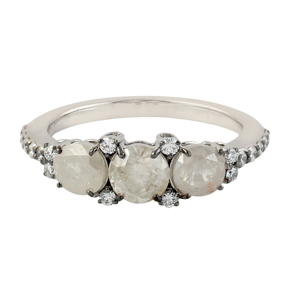 Natural Ice Diamond Beautiful Ring jewelry In 18k White Gold Handmade Jewelry