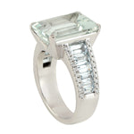 Aquamarine March Birthstone Beautiful Diamond Engagement Ring In 18k White Gold