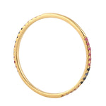 18K Yellow Gold Half Eternity Band Ring Multicolor Sapphire