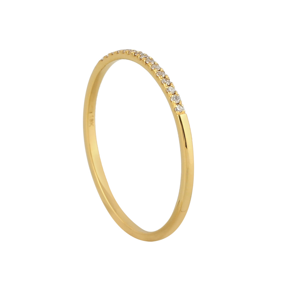 Natural Diamond Pave 18K Yellow Gold Band Ring Jewelry For Gifts