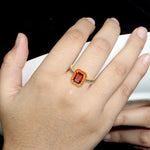 Octagon Cut Garnet Tsavorite Garnet Mandarin Diamond Beautiful Wedding Ring in Gold