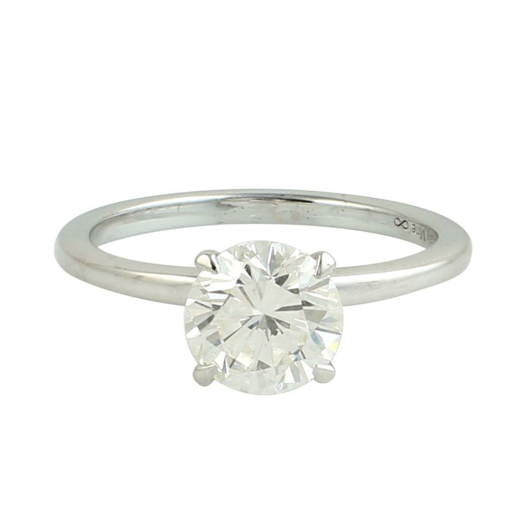 18K White Gold Solitaire Engagement Ring Natural Diamond For Her