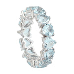 Heart Shape Aquamarine 18k White Gold Band Love Ring For Gift