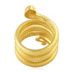 Ruby Gemstone Bezel Set Diamond Carved Snake Long Ring In 18K Yellow Gold