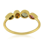 18K Yellow Gold Bezel Set Multicolor Tourmaline October Birthstone Band Ring Jewelry For Her