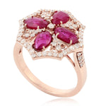 Red Slice Ruby July Birthstone Pave Diamond Antique Ring Made In 18K Rose Gold