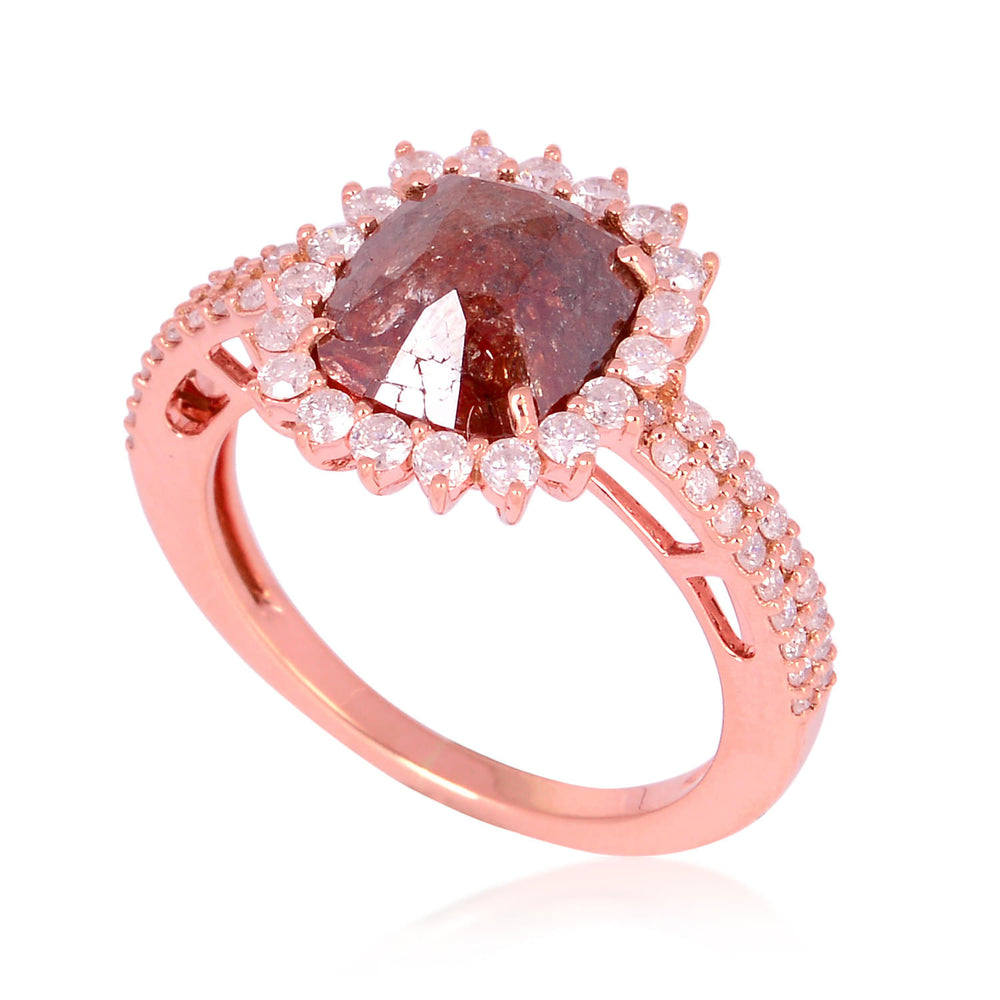 Fancy Cut Ice Diamond Studded Solitaire Ring In 18K Rose Gold For Engagement