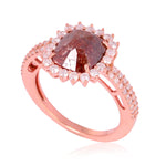 Fancy Cut Ice Diamond Studded Solitaire Ring In 18K Rose Gold For Engagement