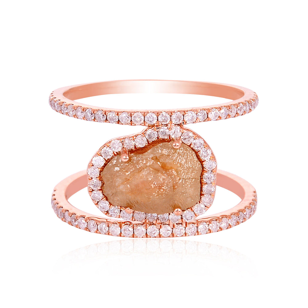 18K Rose Gold Uneven Ice Diamond Elegant Ring For Women's