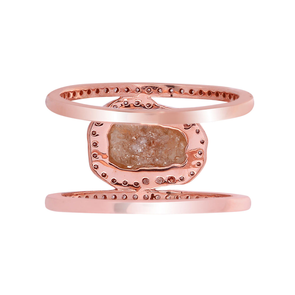 18K Rose Gold Uneven Ice Diamond Elegant Ring For Women's