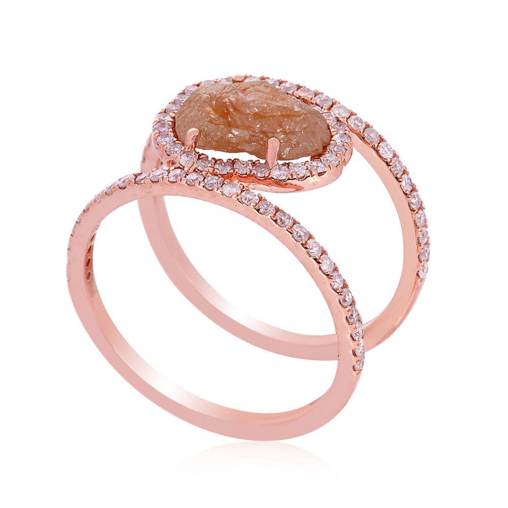 18K Rose Gold Uneven Ice Diamond Elegant Ring For Women's